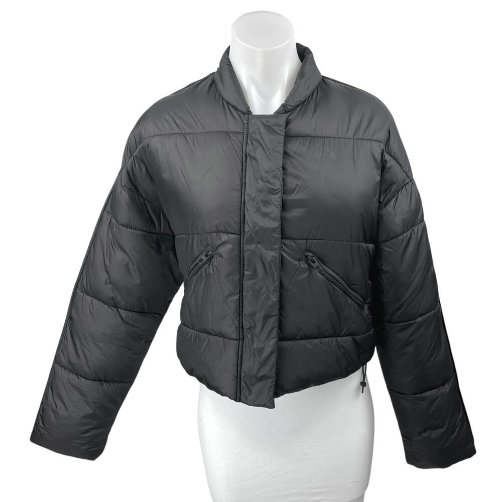 Zara Women's Black Long Sleeve Quilted Puffer Outdoor Winter Coat Jacket Size S